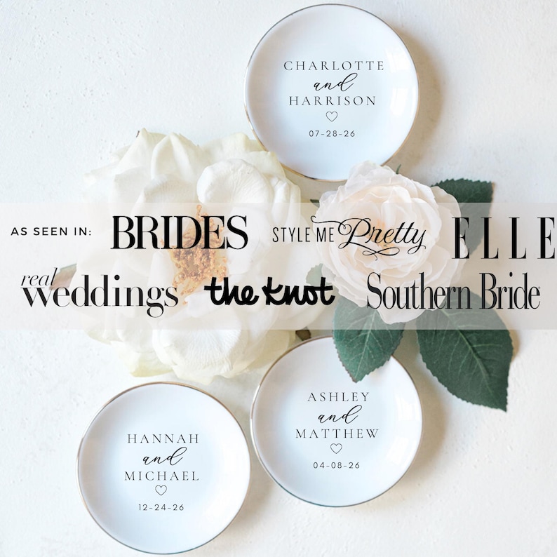 Bridal ring dish with initials and wedding date — romantic personalized engagement gift and jewelry tray.”

“Custom monogram ring dish for bride — ceramic jewelry dish for engagement photos, proposal gifts, and wedding keepsakes.”

“Minimalist personalized jewelry dish with initials — custom engagement gift, anniversary gift, or bridal party gift.”

“Handmade ceramic ring dish with personalized design — perfect engagement gift, bridesmaid proposal gift, or wedding jewelry tray.”