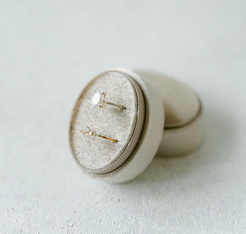 Velvet Ring Box Champagne Taupe | Custom Wedding Ring Box | Triple Slot Ring Box, Double Slot, Single Slot, Modern Ring Box, Custom Ring Box