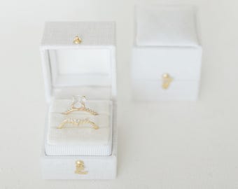 Wedding Ring Box, Engagement Ring Box, Triple Slot, Modern Ring Box, Square Ring Box, Octagon Box, Hinge, Double Two Slot Linen Box, Hexagon