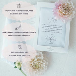Cadeau mouchoir de mariage pour les parents, cadeau de mariage pour la mère de la mariée, cadeau de mariage pour le père de la mariée, cadeau personnalisé de sa fille image 5