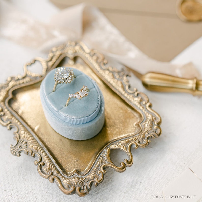 3 Slot Ring Box Wedding Velvet, 3 slot Custom Wedding Ring Box, Engagement, White, Triple Slot, Modern Ring Box, Custom Box Oval Triple