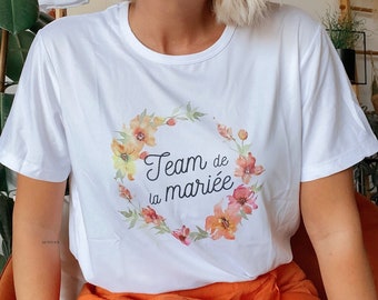 Tee-shirt Team de la mariée - Couronne de fleurs - Team Bride, EVJF