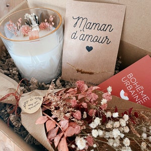 Box Maman - Natural candle & jewelry - Soy wax - Dried flowers - Stainless steel bracelet - Gift box