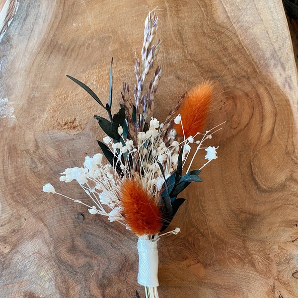 Boutonnière de marié - Bouquets fleurs séchées - Marié et témoins de mariage - Boutonnière champêtre, boho