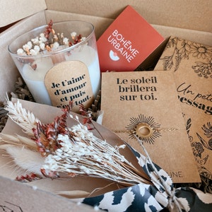 Box of love - Natural candle & jewel - Soy wax - Dried flowers - Thank you, birthday gift - Gift box