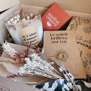 Box of love - Natural candle & jewel - Soy wax - Dried flowers - Thank you, birthday gift - Gift box