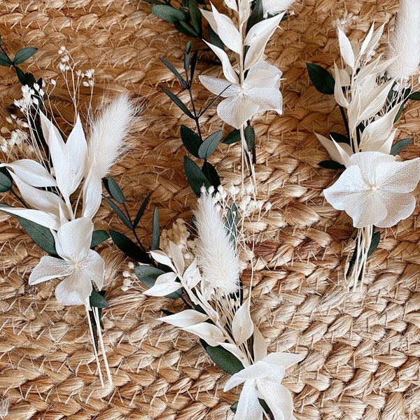 Petits bouquets de table - Fleurs stabilisées Blanc & vert  - Art de table, décoration assiettes