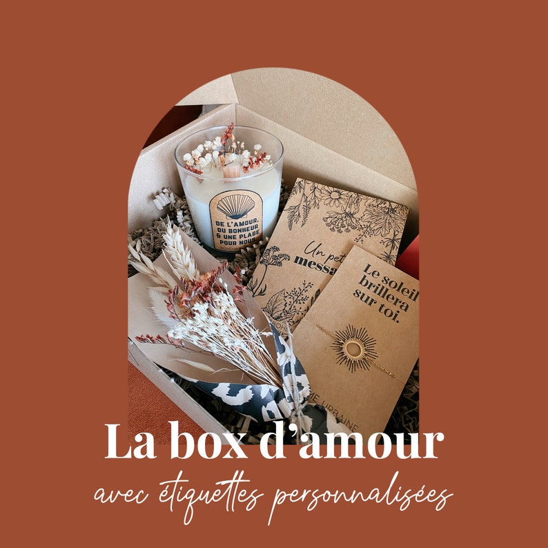 Box d'amour Bougie naturelle & bijou Cire de soja Fleurs séchées Coffret cadeau, cadeau anniversaire Boîte cadeau image 4