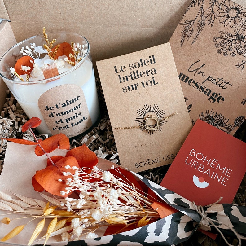 Box d'amour Bougie naturelle & bijou Cire de soja Fleurs séchées terracotta Coffret cadeau, cadeau anniversaire Boîte cadeau image 6