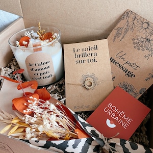 Box d'amour Bougie naturelle & bijou Cire de soja Fleurs séchées terracotta Coffret cadeau, cadeau anniversaire Boîte cadeau image 1
