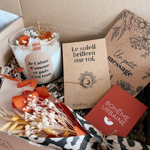 Box d'amour - Bougie naturelle & bijou - Cire de soja - Fleurs séchées terracotta - Coffret cadeau, cadeau anniversaire - Boîte cadeau