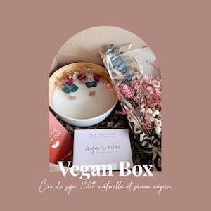 Box à offrir Bougie naturelle, savon Végan & bouquet stabilisé Cire de soja Fleurs séchées Boîte cadeau image 3