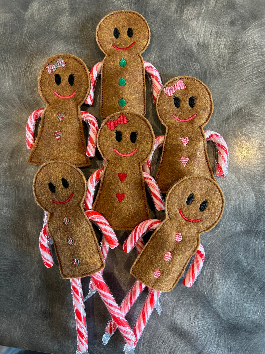 Cute Gingerbread Candy Cane Holders Your Choice of Color in Boy or Girl