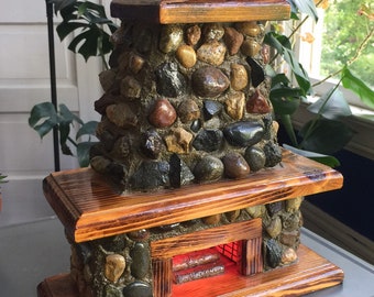 Stone Fireplace Lamp Etsy