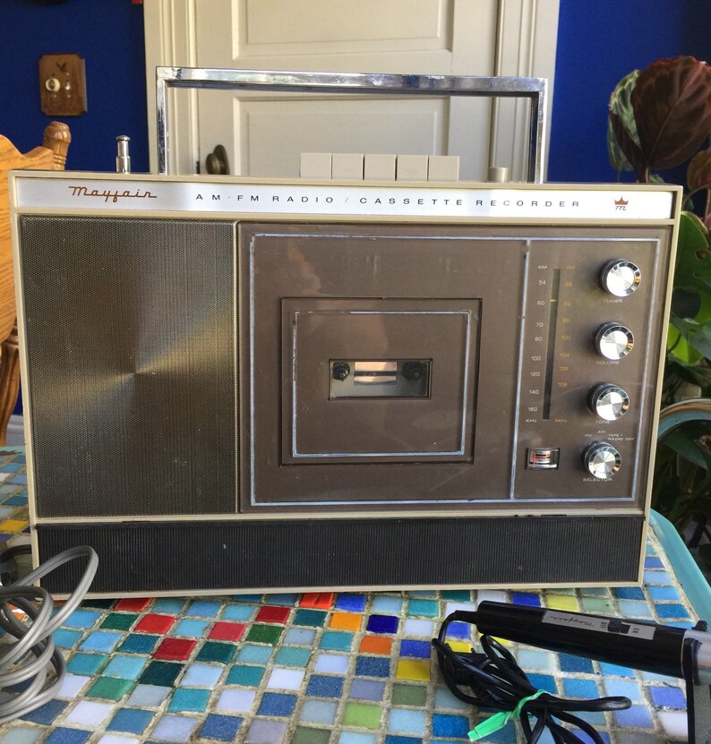 AmFm Cassette Recorder Boombox FREE SHIPPING Vintage Mayfair Rare