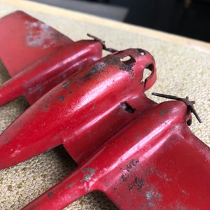 Rare Antique 2 Propeller Red Model Airplane - Metal - Unique
