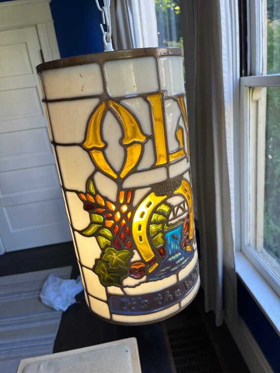 Vintage Olympia Good Luck Beer Light Hanging Lamp Pull Etsy