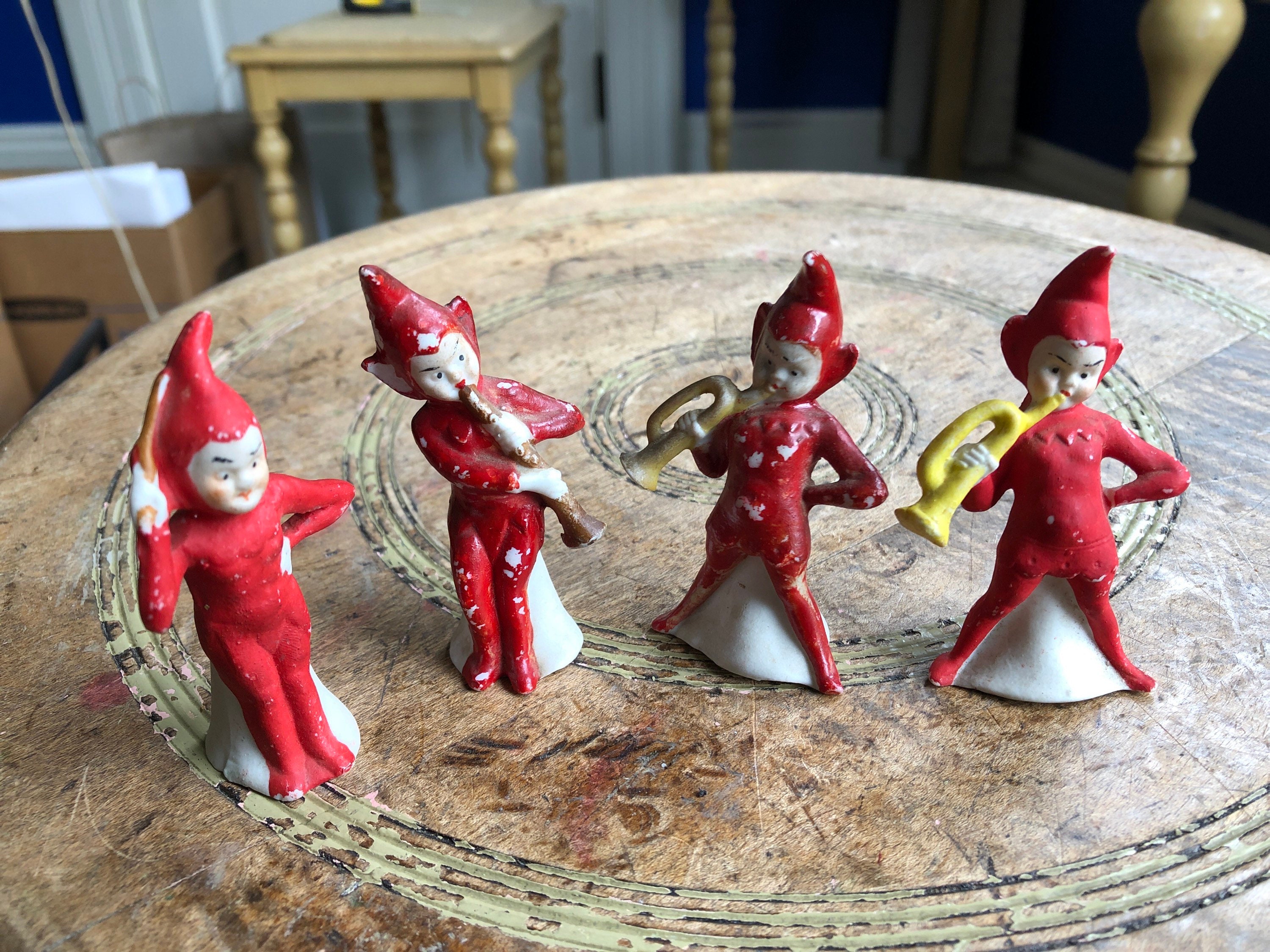 Antique German Bisque No Snow Snowbabies Pixie Band Elves