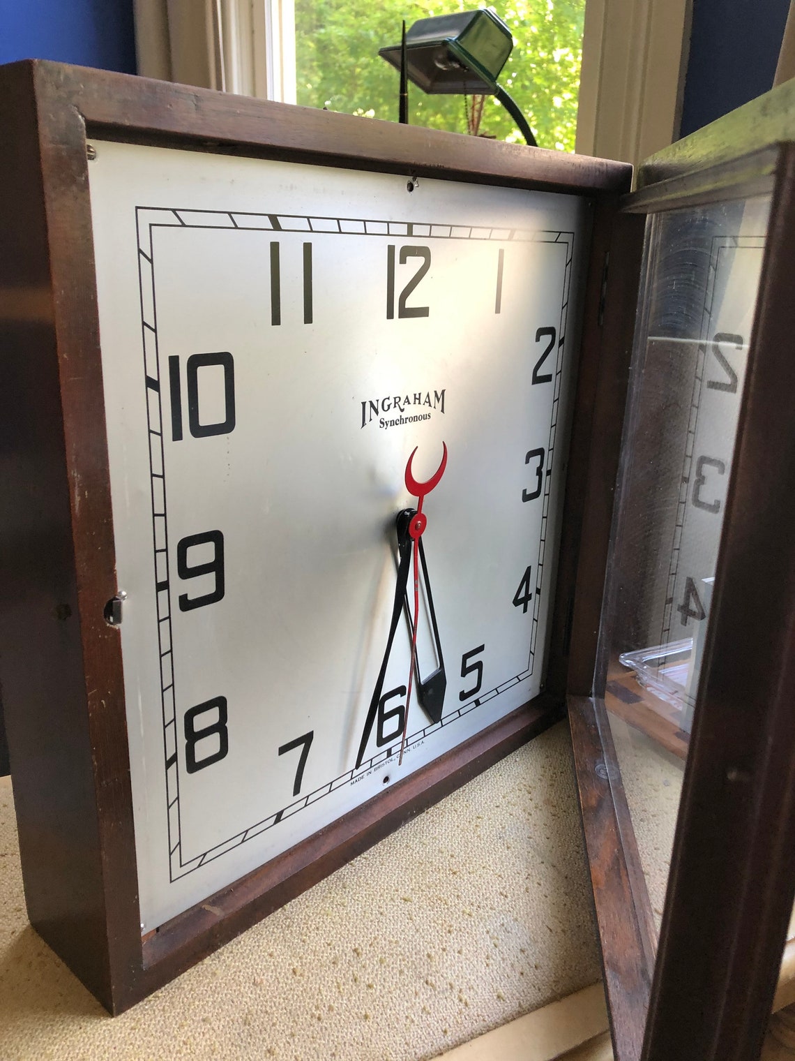 Rare Ingraham Synchronous Large Square Wall Clock Works Etsy