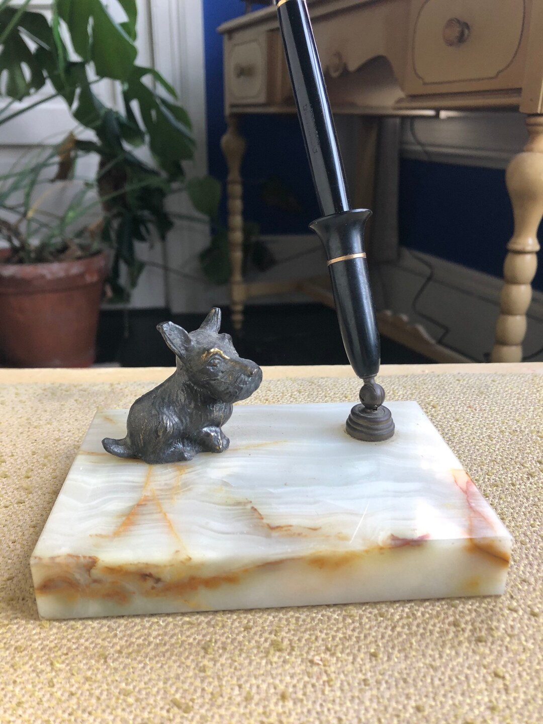 1920s Onyx Fountain Pen Holder Scotty Dog Phenomenal Etsy