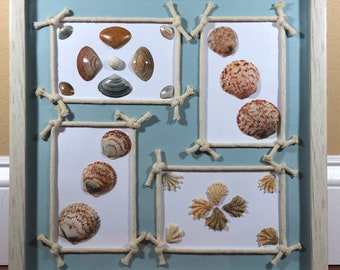 Seashell Wall Décor – Seashell Shadow Box – Beach Décor – Coastal Home Décor – Mermaid Décor – Framed Collage – Nautical Wall Hanging