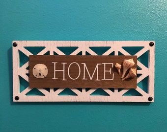 Beach Sign - Beach Home Sign - Nautical Decor - Wood Beach Sign - Seashell Wall Decor - Coastal Home Decor - Beach House Gift - Shell Sign