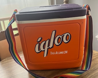 Vintage Rainbow Igloo Cooler Orange Purple