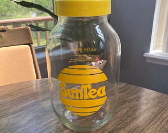 Vintage Yellow Sun Tea Canister Carlton Glass Made in USA 3L