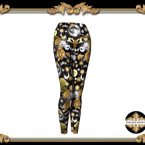 Star Leggings, Sun Moon Leggings, shops Occult Yoga Pants, Celestial Gym Clothing