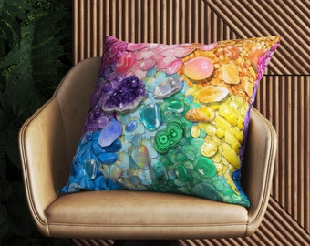 Housse de coussin en cristal arc-en-ciel