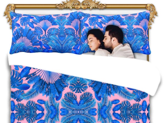 pic Blue Palm Bedding etsy