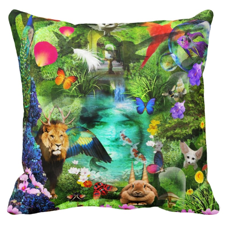 Anthropomorphic Blanket Heaven Throw Blanket Garden of Eden Blanket Cabinet of Curiosities sofa throw blanket