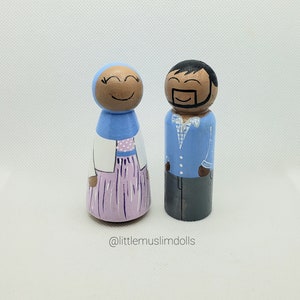 Muslim Peg Doll Wedding Cake Topper Islamic Arabic Hijab Couple Eid Ramadan Muslimah Arab Waldorf Montesorri
