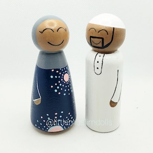 Muslim Peg Doll Wedding Cake Topper Islamic Arabic Hijab Couple