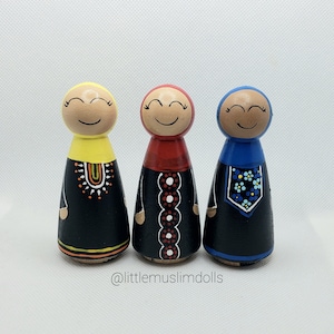 Muslim Peg Doll Wedding Cake Topper Islamic Arabic Hijab Couple Primary Colors Muslimah Niqab