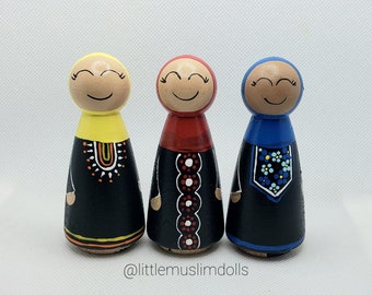 Muslim Peg Doll Wedding Cake Topper Islamic Arabic Hijab Couple Primary Colors Muslimah Niqab