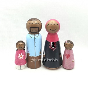 Musulman Peg Doll Famille Islamique Arabe Arabe Diversité Montessori
