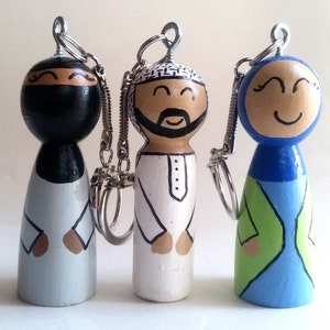 Islamic Keychain/Muslim Doll Keychain/Arabic Palestine Keychain/Zipper Pull/Backpack Charm/Niqab keychain/Zipper charm/Key ring/Key charm image 2