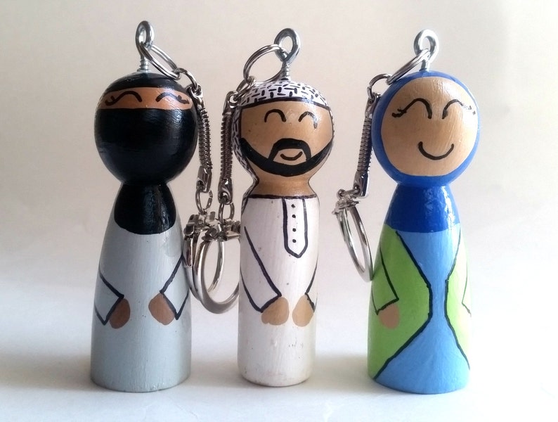 Islamic Keychain/Muslim Doll Keychain/Arabic Palestine Keychain/Zipper Pull/Backpack Charm/Niqab keychain/Zipper charm/Key ring/Key charm image 2
