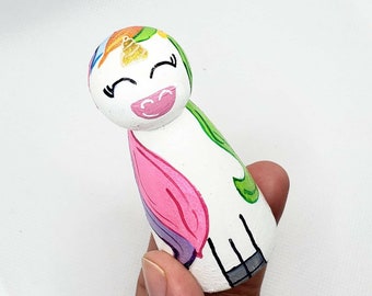 Unicorn Little Muslim Doll Peg Doll Wood toys islamic gift eid colorful