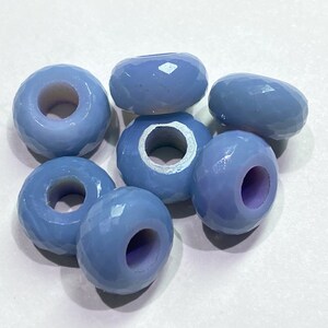 Natural Blue Opal 5.50mm Large Hole Gemstone beads 2Pieces Huge 14mm Blue Opal Faceted Rondell Beads With 5.50mm Hole Drill Size Stone Beads
