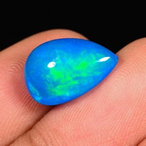 Immaculate Top Quality Natural Blue Opal 15X11X6MM Pear Shape Cabochon Loose Gemstone For Making Jewelry S-771 Ethiopian Blue Opal Fire Opal