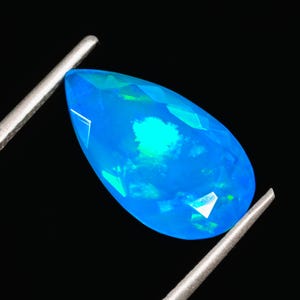 Fabulous Top Quality Natural Blue Opal 15X9X5MM Pear Shape Faceted Loose Gemstone For Making Jewelry S-768 Ethiopian Blue Opal Fire Opal