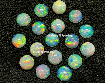 2mm Ethiopian Opal Cabochon: Natural Welo Multi Fire Opal Gems