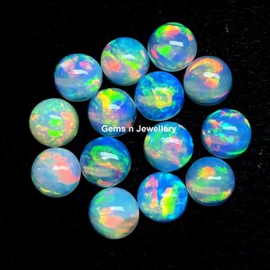 Natural Opals 7MM Round Cabochon, Ethiopian Opal,Multi Power Opal Cabochons,Welo Opal,Multi Fire Opal,Flashy Opal,Fire Opal Round,Opal Gems
