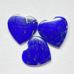 Lapis Lazuli Heart Cabochons: Handmade Gemstone, 14x14x3 MM (3pcs)