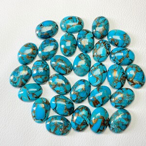 Natural Copper Blue Turquoise 5x7MM Oval Cabochon Loose Gemstone Mohave Turquoise Cabochon Loose Gemstones For Jewelry Making Turquoise