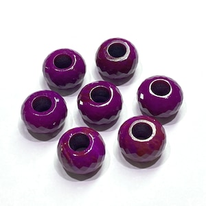 Natural Purple Turquoise Alunite 5.50mm Large Hole Gemstone beads 2Pieces Purple Alunite Faceted Rondell Beads With 5.50mm Hole Drill Size