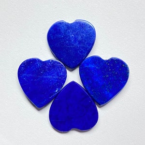 Lapis Lazuli Heart Cabochons: Handmade Gemstone for Jewelry Making (4pcs)