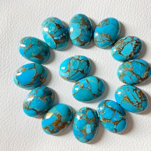 Natural Blue Copper Turquoise 14X10 Oval Cabochon Loose Gemstone Mohave Turquoise Cabochon Loose stone For Jewelry Making Turquoise Cabs
